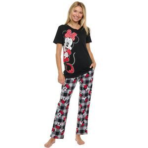 New Women's Minnie Mouse T-Shirt and Pajama Pants 2-Piece Sleepwear Set